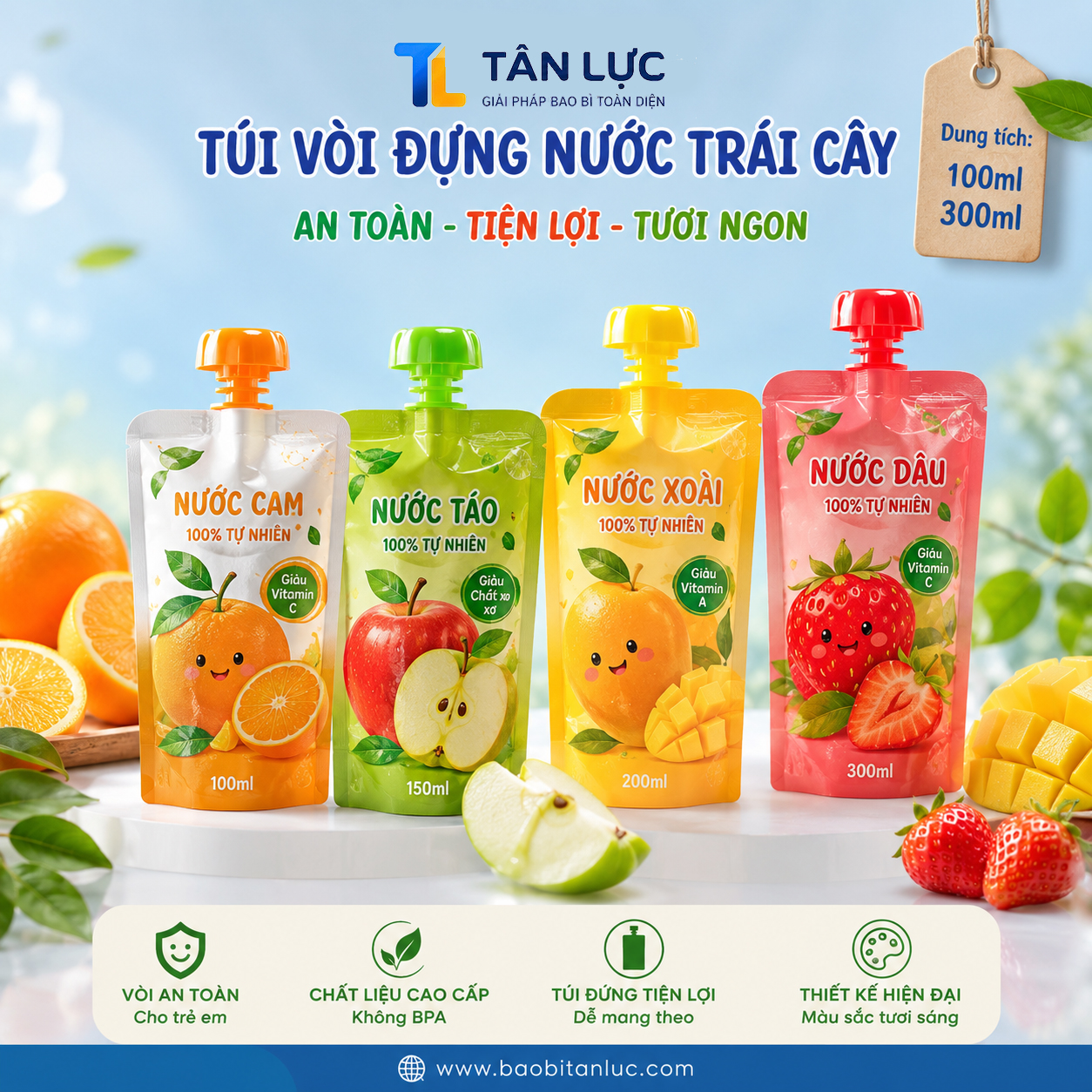 Túi Có Vòi Đựng Nước Trái Cây Cho Trẻ Em